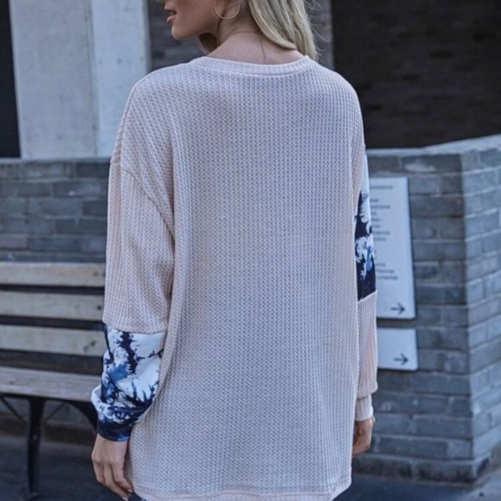 Darling New Boho Tie Dye Long Sleeve Waffle Weave - Picture 4 of 5